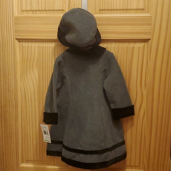 Good Lad Infant Girls Creme Hooded Fleece Coat with Fur Trim on Collar and Hood